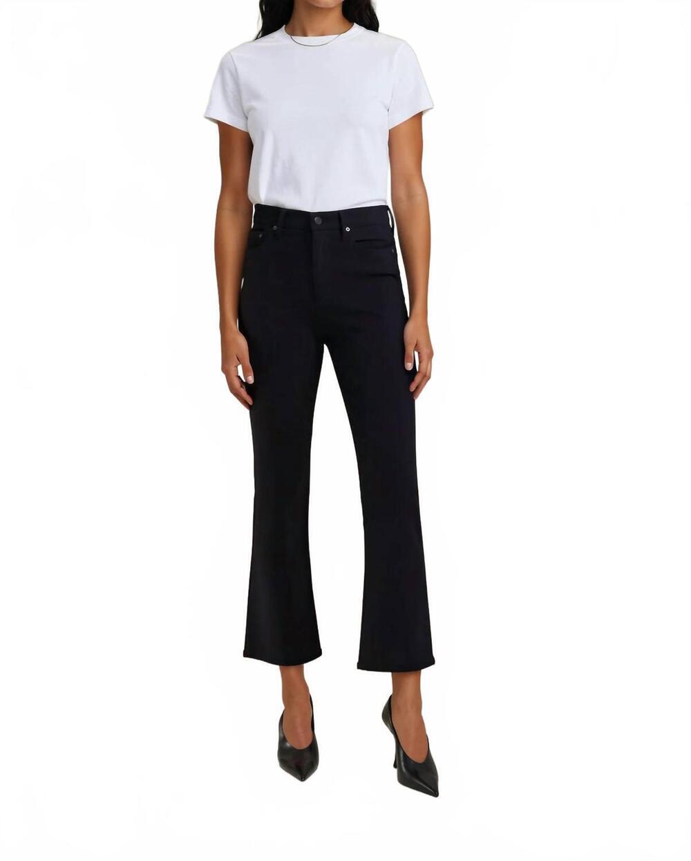 NEW PISTOLA lennon high rise cropped bootcut jeans in noir